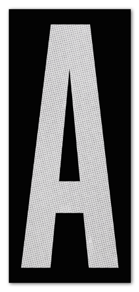 3.75" White Character on Black EG Reflective Vinyl Label