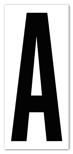 3" Black Character on White Vinyl Label