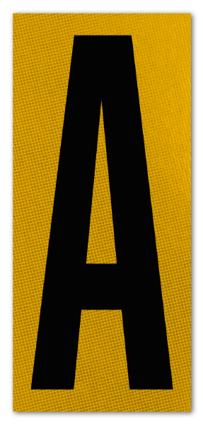 3.75" Black Character on Yellow EG Reflective Vinyl Label