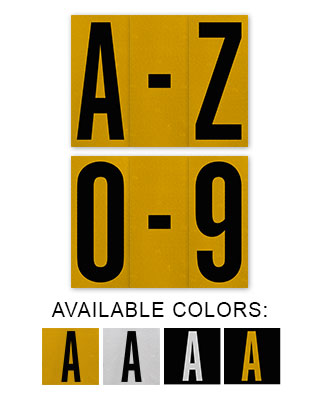 1" Black Character on Yellow EG Reflective Vinyl Label