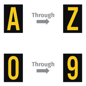 1" Black/Reflective Yellow Letters & Numbers Utility Kit